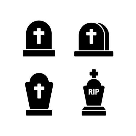 Funeral Gravestone Icon Design Vector Template Illustrationのイラスト素材