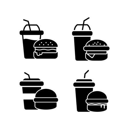 Fast Food Icon Burger And Drink Design Vector Logo Template Illustration Sign And Symbolのイラスト素材