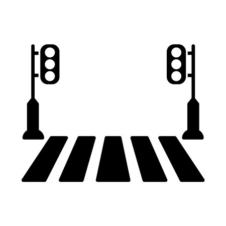 Pedestrian Cross, Zebra Cross Icon Logo Design Vector Template Illustrationのイラスト素材
