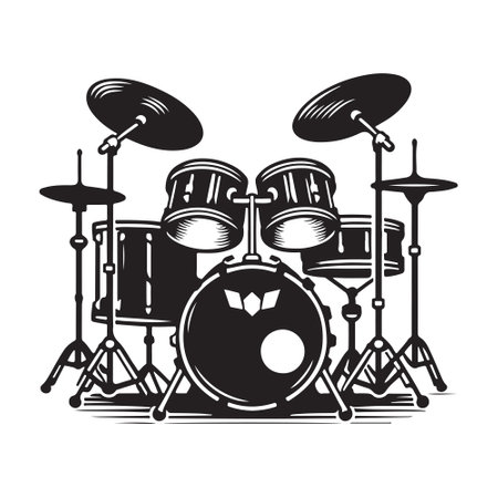 Drum set vector illustration silhouette designのイラスト素材