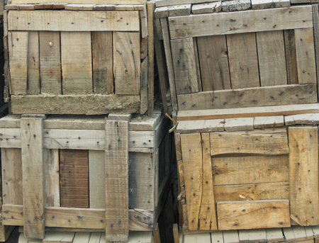 Stacked Wooden boxes background vintage look wallpaper