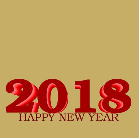 Happy New Year 2018 greeting RED with golden background Illustration with gradients vector illusion spaceのイラスト素材