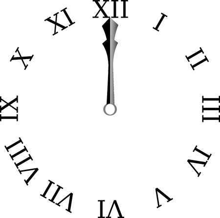 Analog Clock with hands at 12 00 Hours time with gradient vector Illustrationのイラスト素材