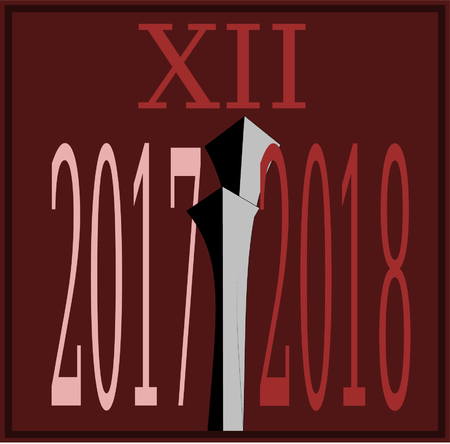 New Year 2018 passing 2017 clock arms vector designのイラスト素材