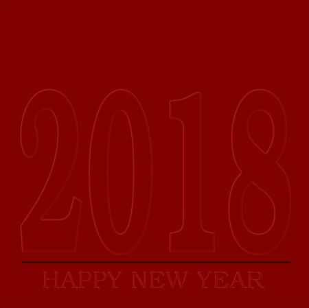 Happy New Year 2018 greeting RED with frosted glass illusion effect Illustration with gradients 3D illusion spaceの写真素材