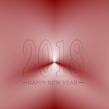 Happy New Year 2018 greeting RED with frosted glass illusion effect Illustration with gradients 3D illusion spaceの写真素材
