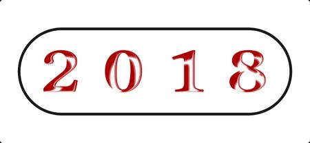 Happy New Year 2018 Abstract button icon type illustration beautifully with frosted glass glow on white background effect numbers red on white backgroundの写真素材