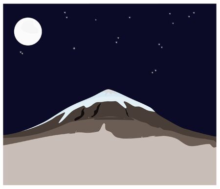 Snow Mountain Dark blue night sky Plain clean Vector Illustration Sceneryのイラスト素材