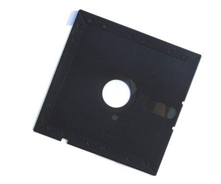 5 25 inch Floppy disk placed side by side flip isolated on white backgroundの写真素材
