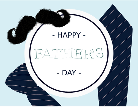 Fathers day calligraphic banner greeting card vector illustration with tie and moustache conceptのイラスト素材