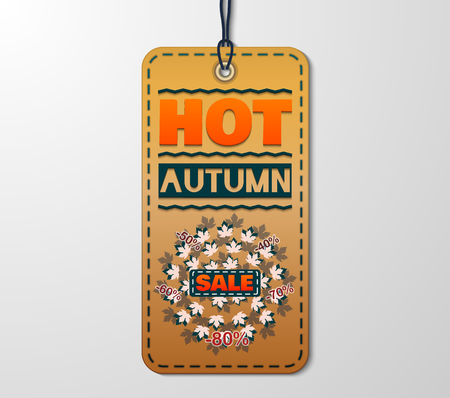 Autumn sale sticker with in vintage style. Hot sale banner with autumn leaves. Vector Illustration. EPS 10のイラスト素材