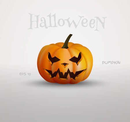 Halloween pumpkin with scary face on white background. Vector Illustration.のイラスト素材