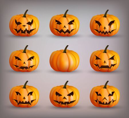 Set pumpkins for Halloween. Vector Illustration.のイラスト素材