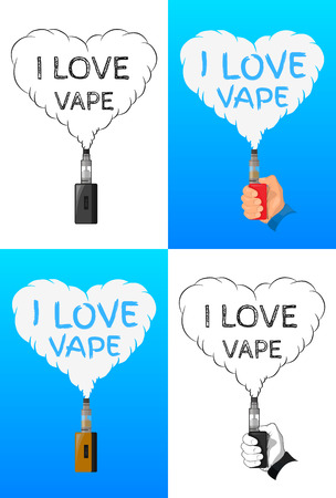 I love vape, logo or symbol design concept set. Vector Illustrator.のイラスト素材