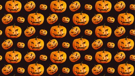 Pumpkins for Halloween seamless pattern background. Vector Illustrationのイラスト素材