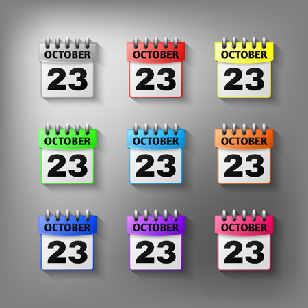 Calendar icon vector set of different colors. Isolated on a gray background. Symbol Calendar for your website design, logo, application user interface.のイラスト素材