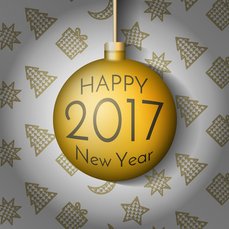 Vector illustration. Happy New Year 2017 Christmas ball on background with New Year elements. Xmas Ball Template for your Projects summary and New Year's cards.のイラスト素材
