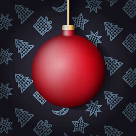 Christmas ball on background with New Year elements. Xmas Ball Template for your Projects summary and New Year's cards. Vector illustration.のイラスト素材