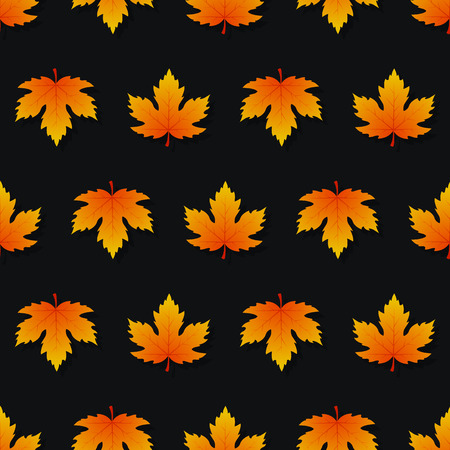 Maple leaf pattern seamless texture with isolated elements. Vector illustration, wallpaper with autumn leaves textile, wrapper for your projects.のイラスト素材