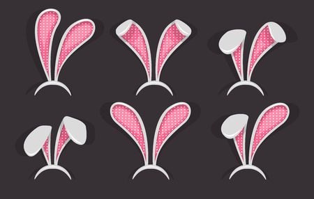Easter bunny ears mask set. Ostern spring bunny ears hat. Headdress, costume isolated element for the celebration of Easter.のイラスト素材