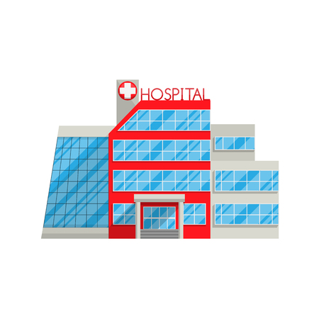 Hospital in flat style isolated on white background Vector illustration. Medical health protection treatment of diseases.のイラスト素材