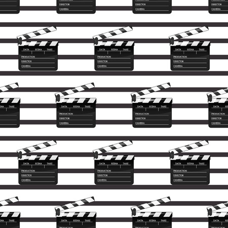 Black clap open object element for movie making vector illustration Flat in style. Pattern Symbol Icon on films for your projects.のイラスト素材