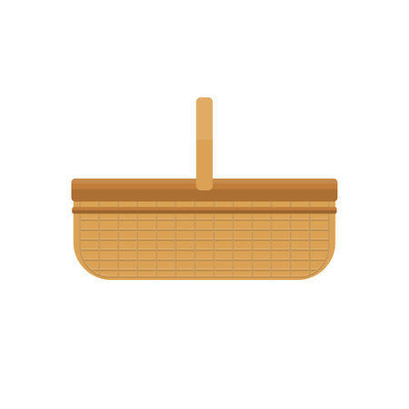 Empty baskets set isolated on white background vector illustration. Wicker baskets, picnic Easter holiday, osier container clean, symbols for your projects.のイラスト素材