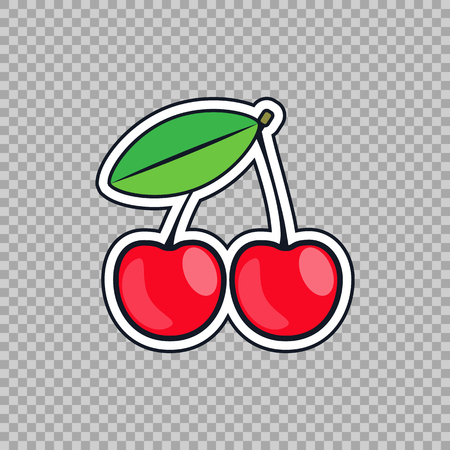 Cherry vector icon in a flat style isolated on transparent background. The symbol of the fruit, healthy eating for your Projects summary.のイラスト素材