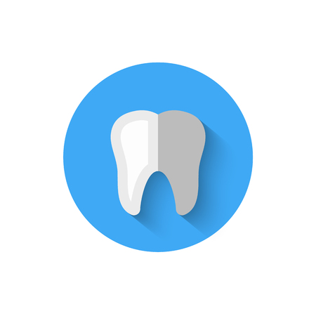 Tooth icon isolated in flat design style vector illustration. Modern, minimalist icon on the theme of stomatology in stylish colors.のイラスト素材