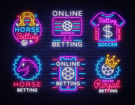 Betting Big Collection Neon Signs Set Betting Sports Logo In Neon
