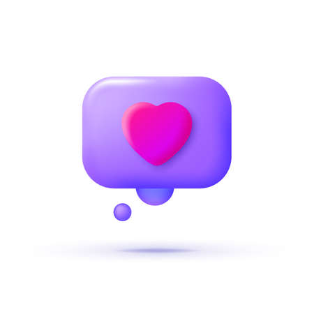 Realistic illustration with speak 3d love. Vector graphic illustration. Romantic background. Love icon vector. Message icon. Communication technology. Design element. Realistic 3d designのイラスト素材