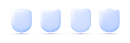 Blue shield set in 3d style. Vector Realistic set on white backdrop. Realistic 3d symbol design. Shield icon. Design template. Vector illustration icon secure templateのイラスト素材