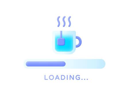 Realistic 3d illustration with loading for concept design. Symbol, vector illustration. Modern 3d design template with tea loading on white backgroundのイラスト素材