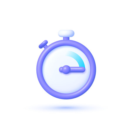Timer in realistic style on white background. 3d timer. Realistic isolated vector. 3d vector illustration.のイラスト素材