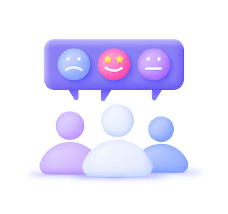 Feedback, great design for any purposes. Survey reaction 3d icon. Good feedback concept. 3d vector render conceptのイラスト素材