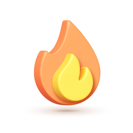Fire 3d on white background. Modern fire 3d, great design for any purposes. Isolated vector illustrationのイラスト素材