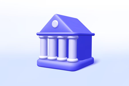 Bank building 3d vector icon. Illustration for web background design. Business finance investment....