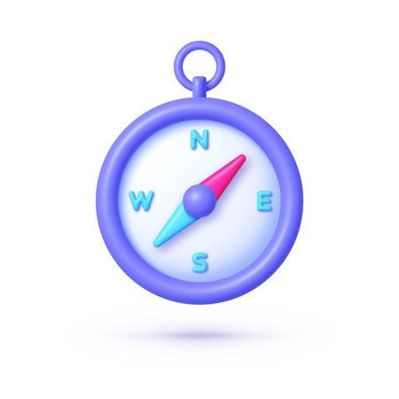 Compass 3D illustration on white background. Realistic vector illustrationのイラスト素材