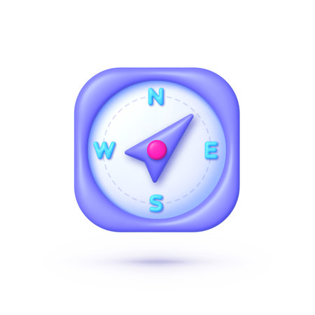 Compass 3d icon on white background. Modern design. Isolated vector illustrationのイラスト素材