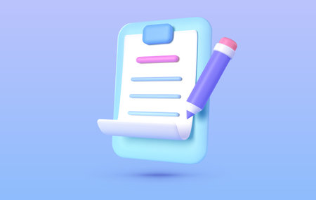 3D Document 3d for concept design. Copywriting, writing icon. Creative writing and storytelling, education concept. Creative concept. Isolated vector illustrationのイラスト素材