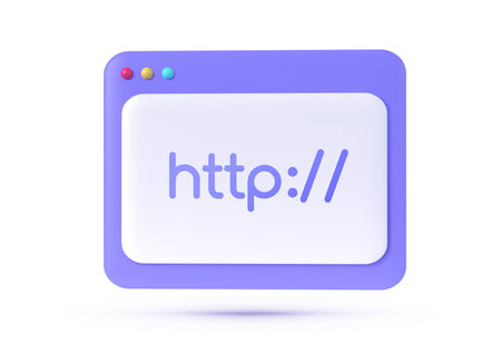Flat 3D http for site design. 3d website template. Web page template. Computer interface. 3d render. Vector illustrationのイラスト素材