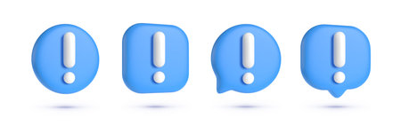 Big set of 3d Realistic exclamation mark vector illustration. Attention signs set. Concept graphic...