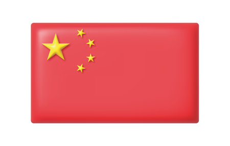 Chinese 3d flag on white background. Realistic chinese flag for banner design. Vector illustrationのイラスト素材