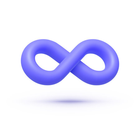 Infinity sign in 3d style on blue background. Endless infinity sign. 3d vector illustrationのイラスト素材