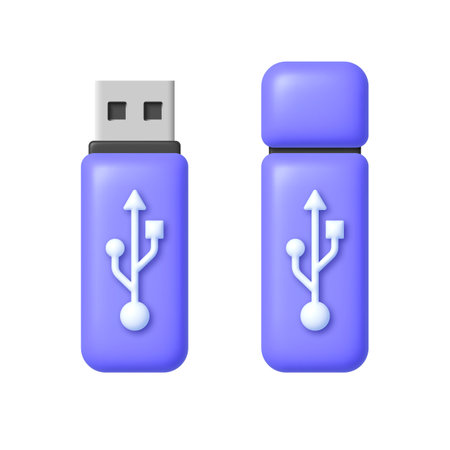 Usb in 3d style on white background. Modern usb 3d, great design for any purposes. Design icon. Template design. Vector illustrationのイラスト素材
