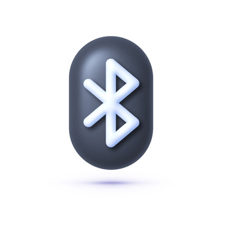 Black bluetooth 3d sign on white background. Design element. Vector graphic illustrationのイラスト素材