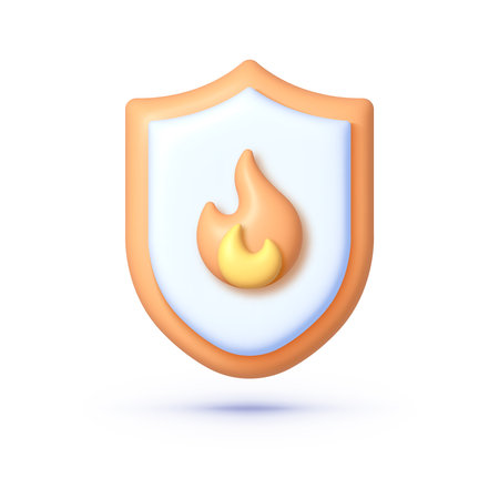 Modern shield fire protection 3d, great design for any purposes. Vector iconのイラスト素材
