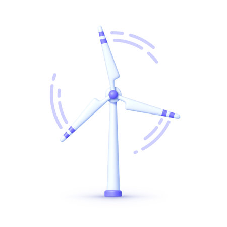 Windmill 3d on white background. Eco energy, electricity sign. Green electricity illustration....