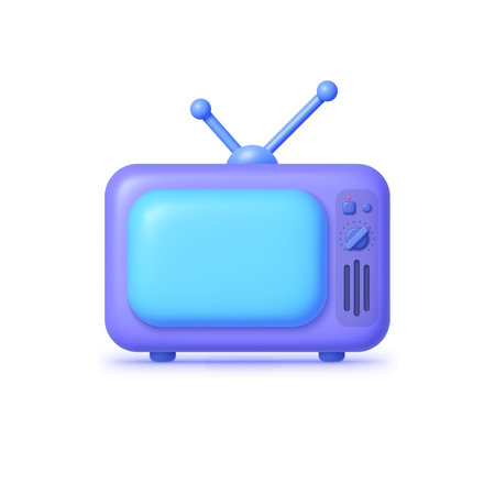 Tv 3d in retro style on white background. Retro vintage style. Vector illustration designのイラスト素材