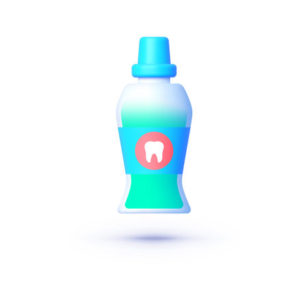 Realistic mouthwash 3d icon for medical design. Vector illustrationのイラスト素材
